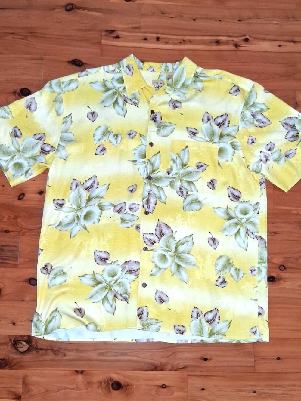 Jos A Bank 100% Silk Men's Button Down Collared Shirt Yellow XL